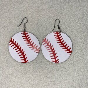 Baseball Themed Women’s Sporty Round Earrings